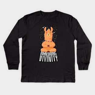 Zen Llama: Downloading Divinity Tee Kids Long Sleeve T-Shirt